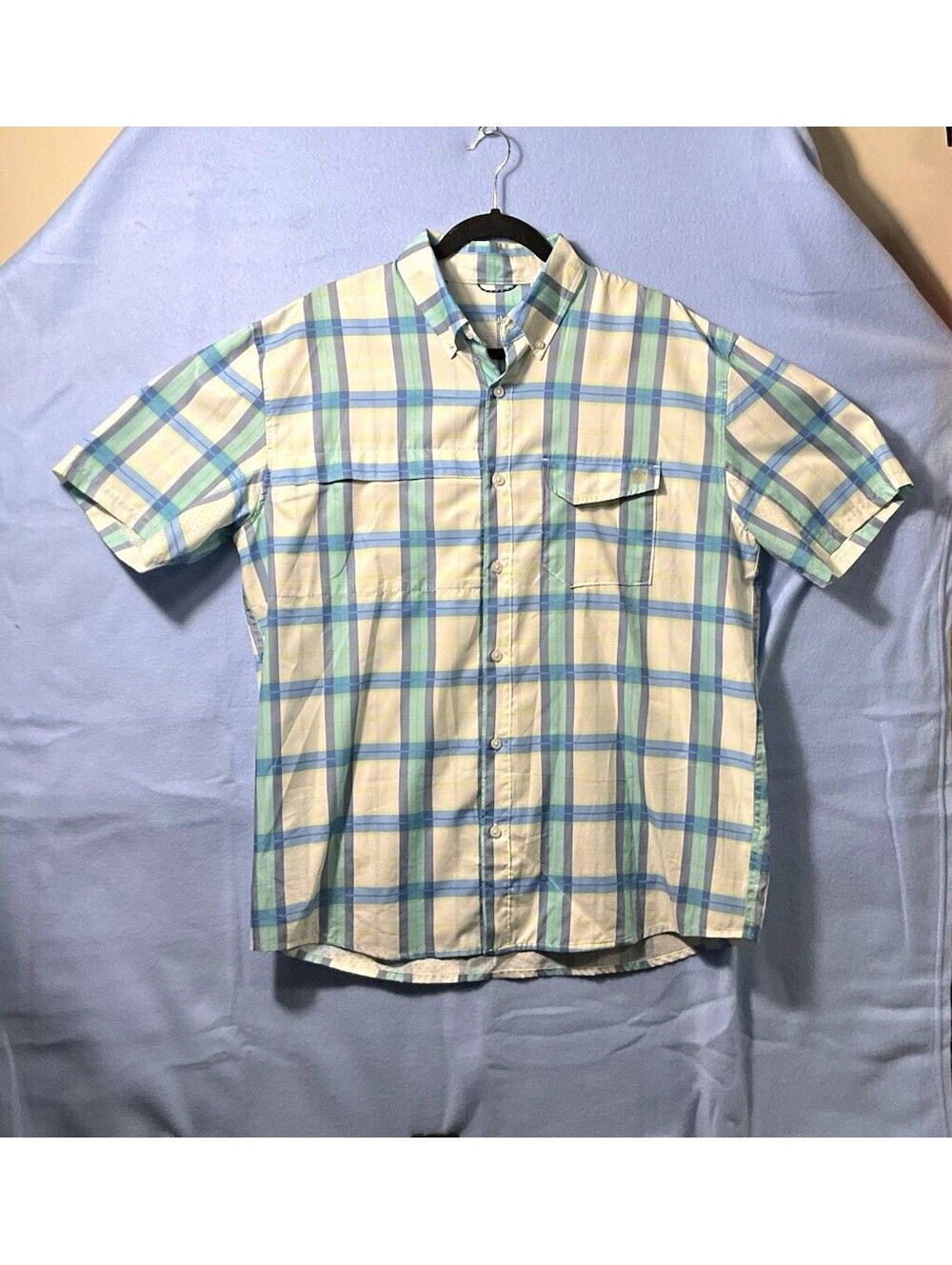 Huk Men's L Regular Woven Polyester Plaid Short Sleeve Button-Down Shirt